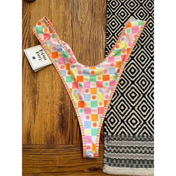 Kulani Kinis Multicolor Geometric Chase The Sun High Leg Bikini Bottom XL NWT - Picture 1 of 5